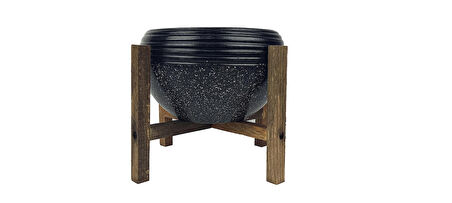 Ev Dekorasyon  Siyah Granit Küp Aranjman Saksı Saksılık Salon Çiçeklik 4 Ayaklı